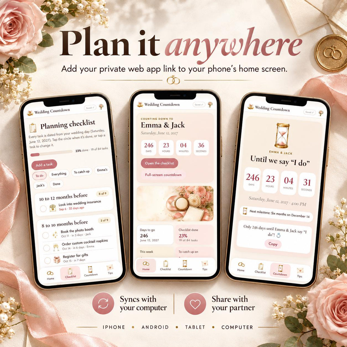 Wedding Checklist Countdown Timer Google Sheets App