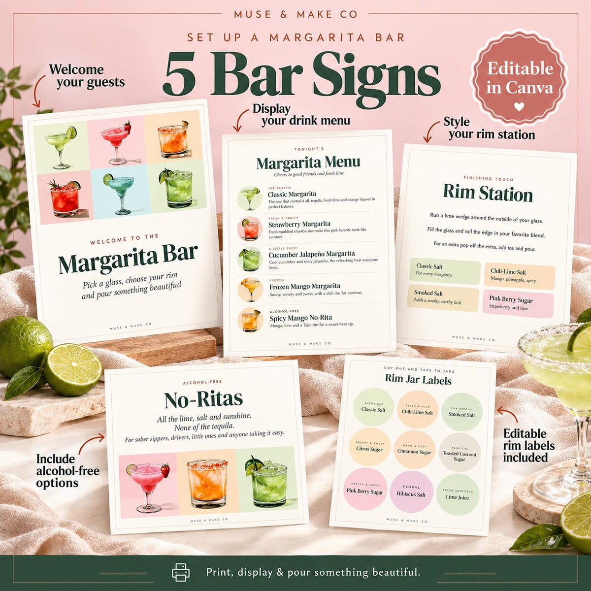 Margarita Recipe Cards