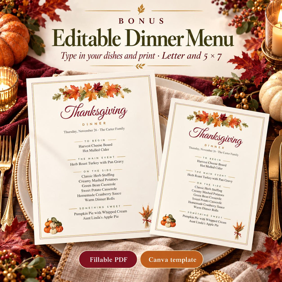 Thanksgiving Meal Planner Spreadsheet