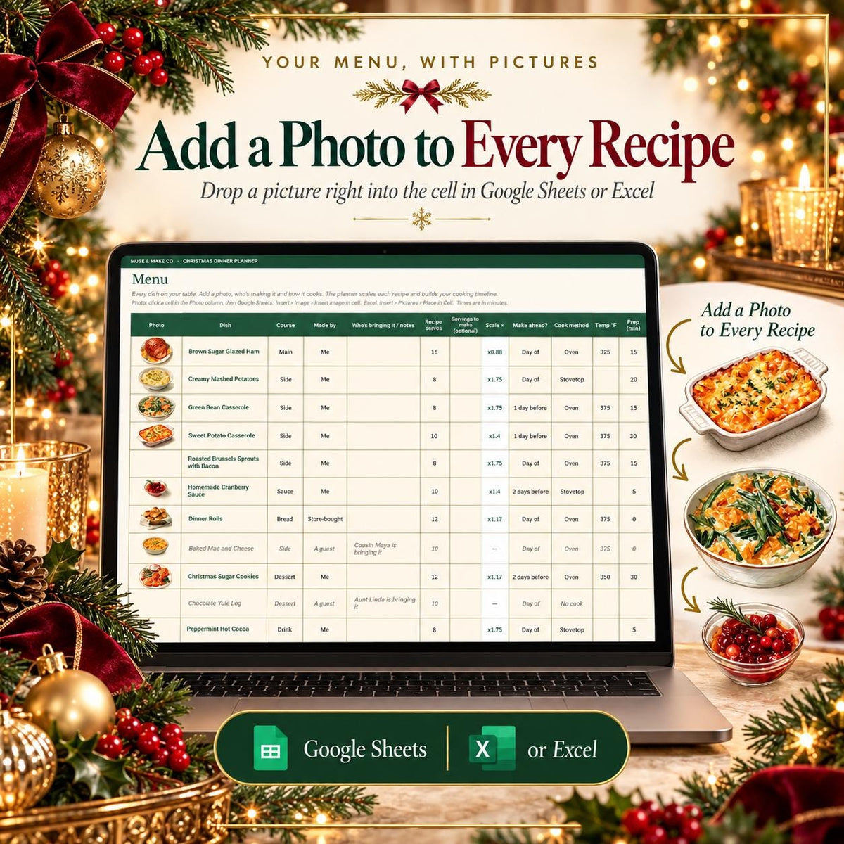 Christmas Dinner Planner Spreadsheet