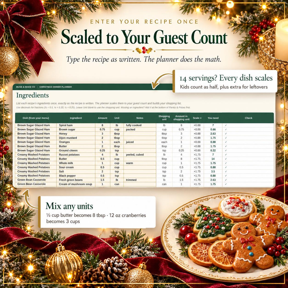Christmas Dinner Planner Spreadsheet