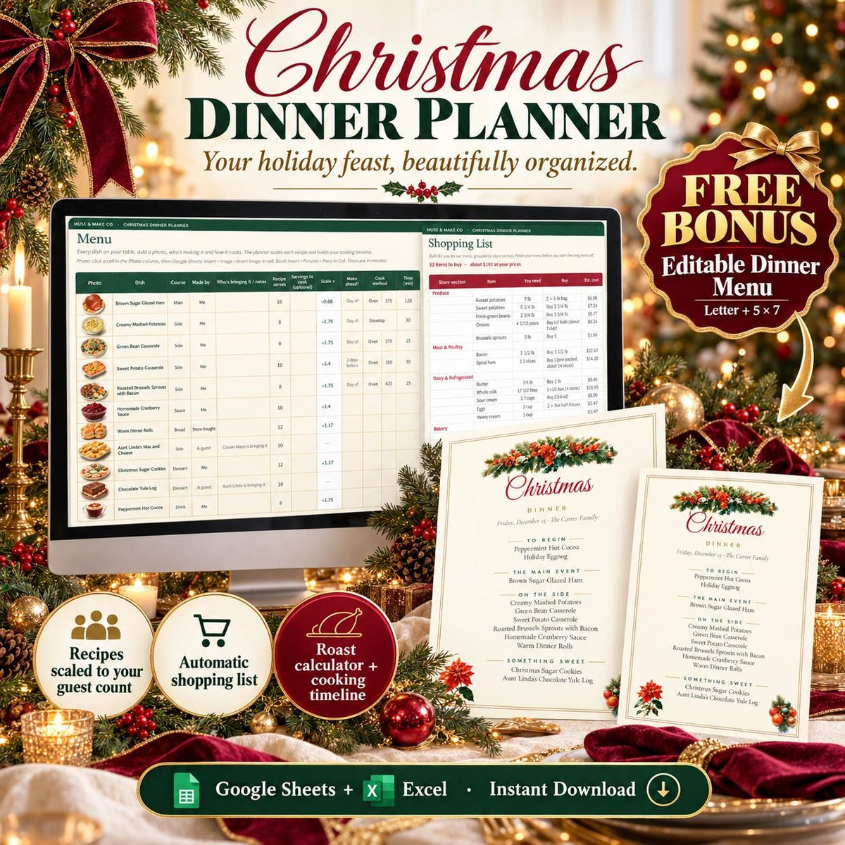 Christmas Dinner Planner Spreadsheet