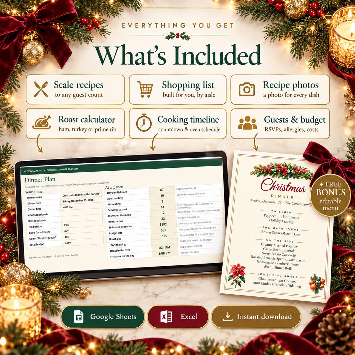 Christmas Dinner Planner Spreadsheet