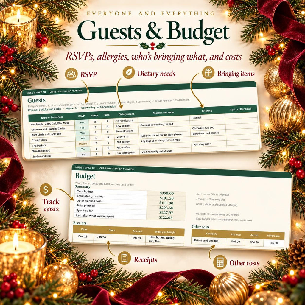 Christmas Dinner Planner Spreadsheet