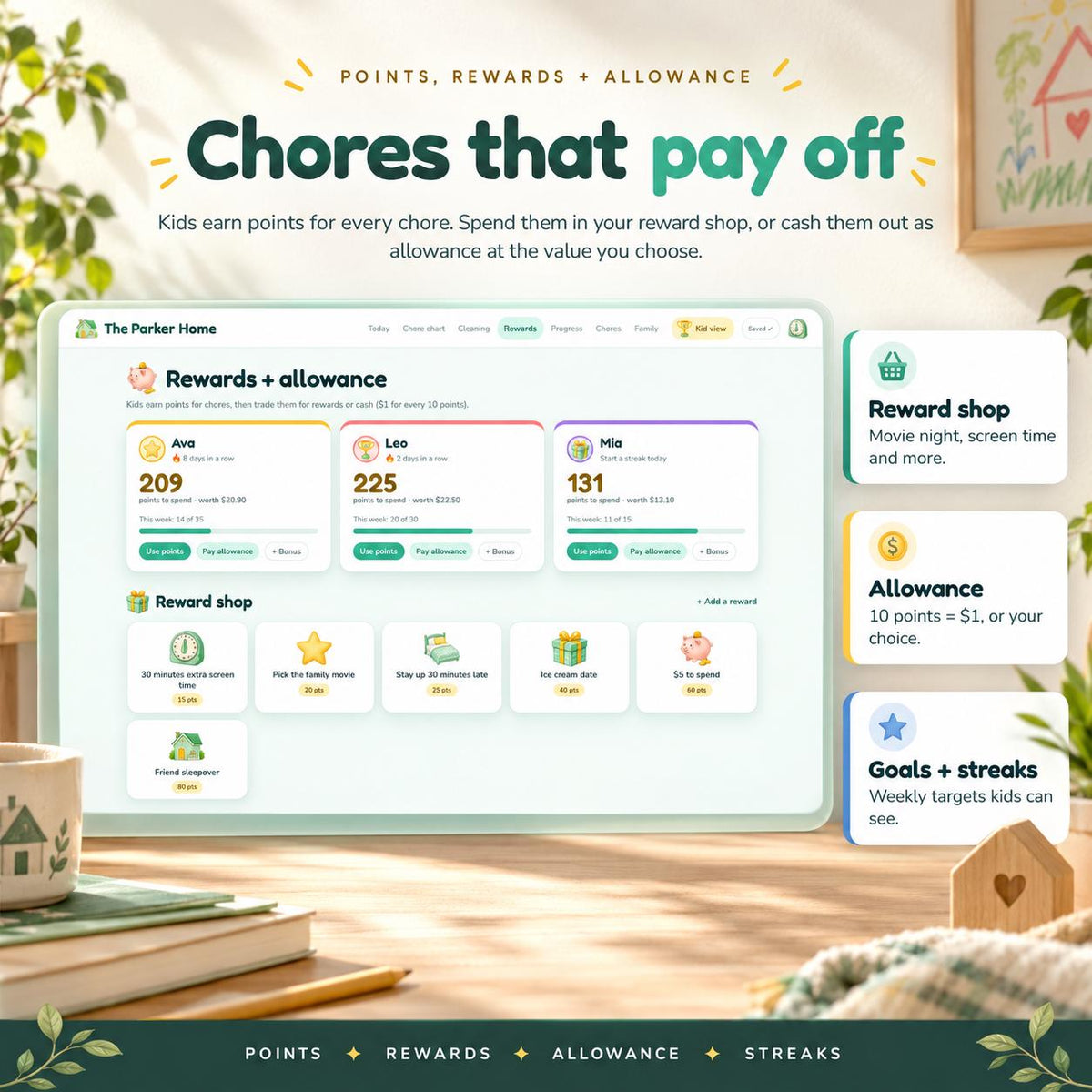 Chore Chart App, Cleaning Schedule