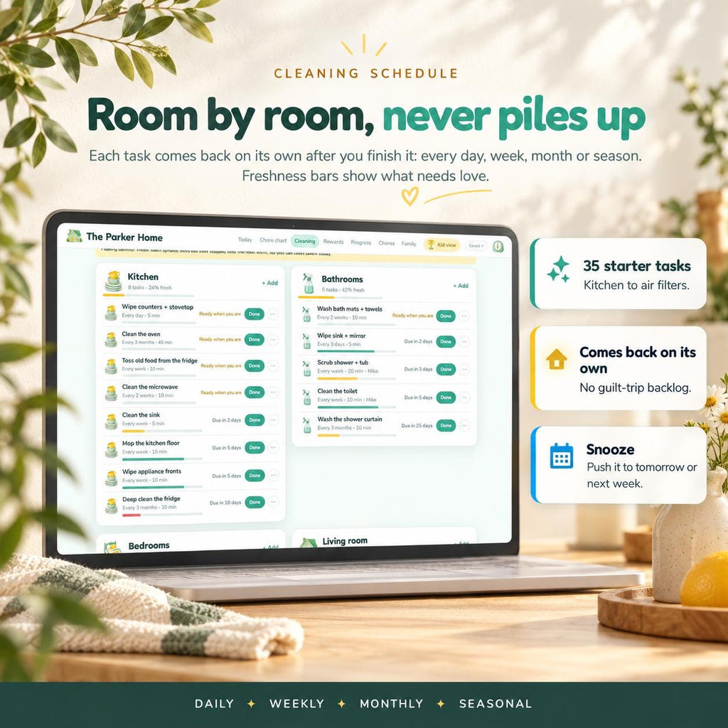 Chore Chart App, Cleaning Schedule