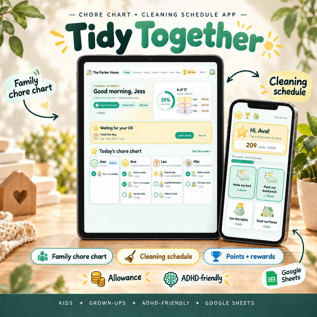Chore Chart App, Cleaning Schedule