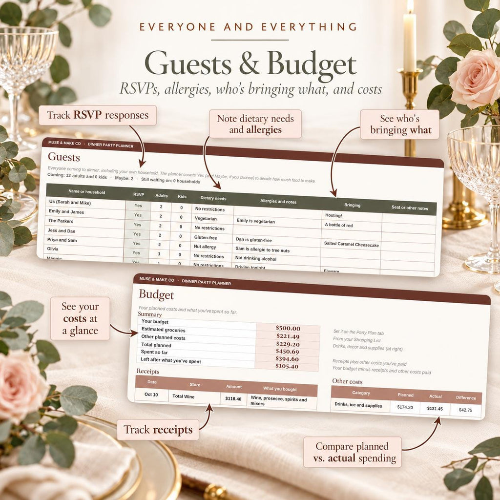 Dinner Party Planner Spreadsheet