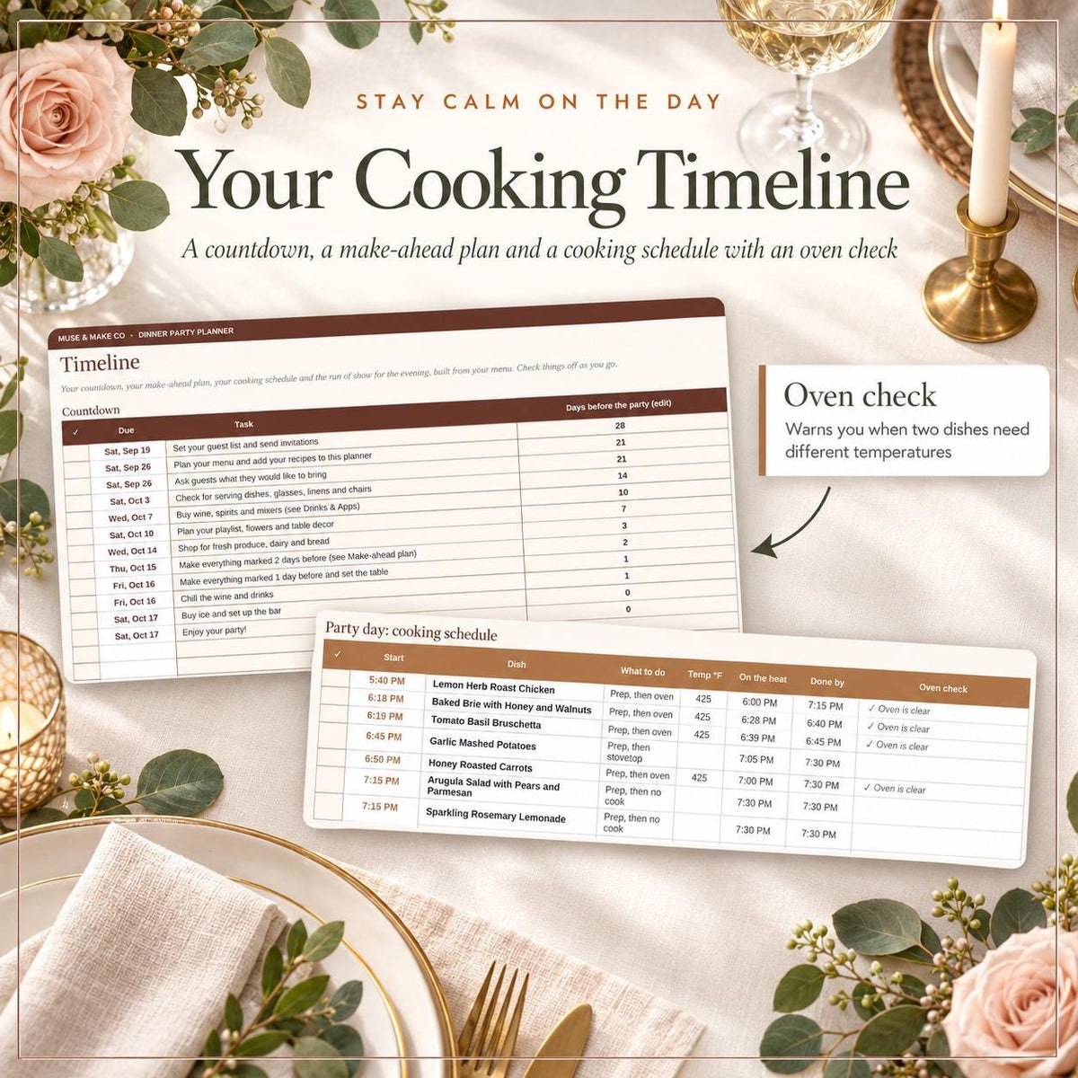 Dinner Party Planner Spreadsheet
