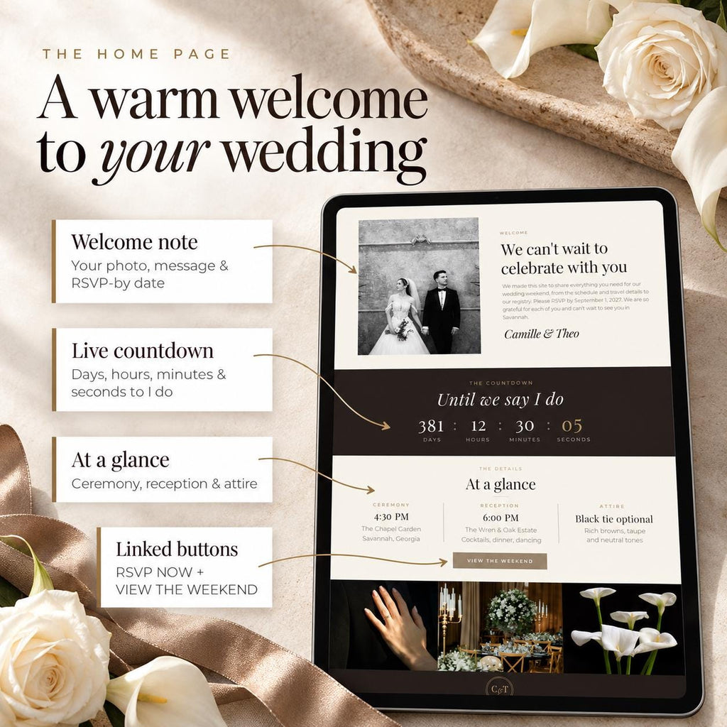 Espresso and Taupe Wedding Website Template with RSVP
