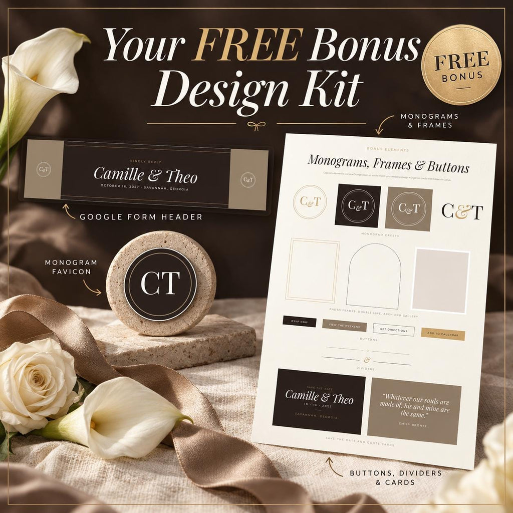 Espresso and Taupe Wedding Website Template with RSVP
