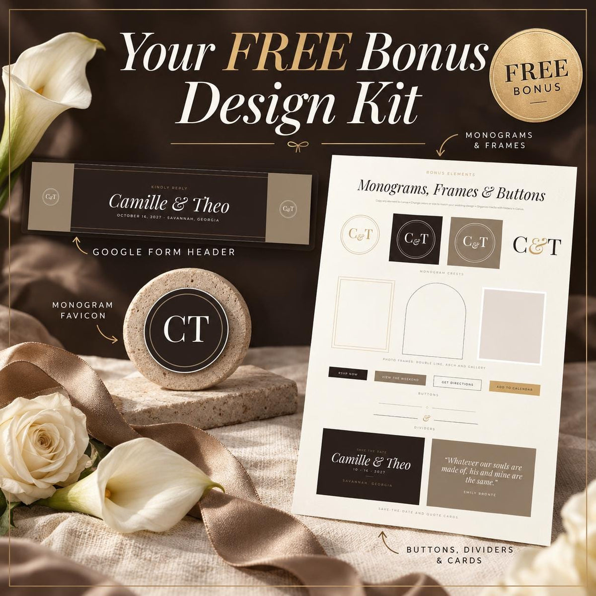 Espresso and Taupe Wedding Website Template with RSVP