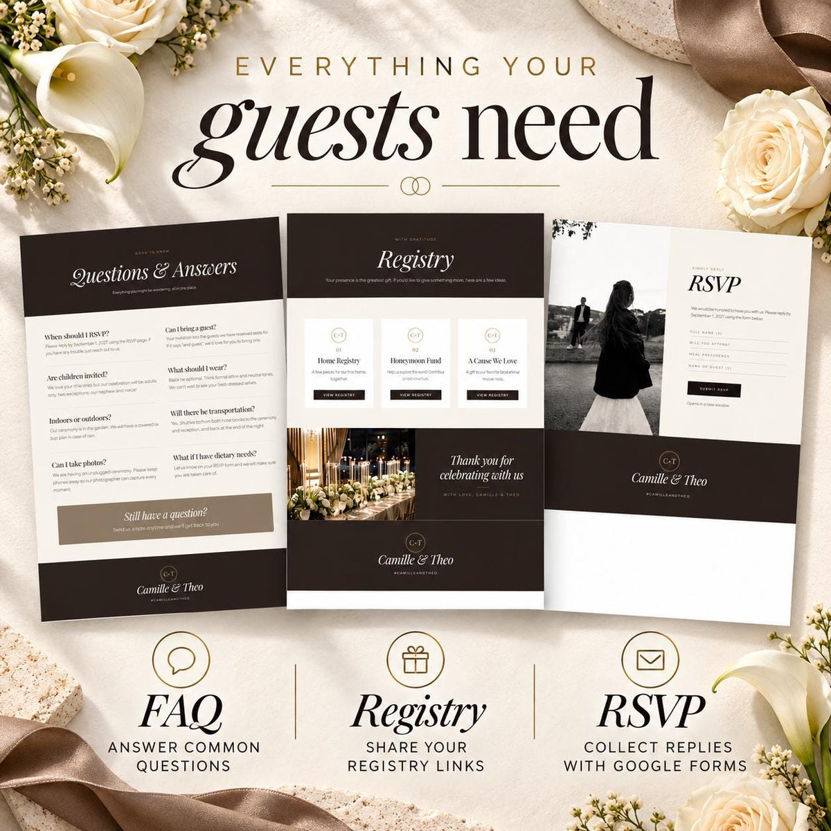 Espresso and Taupe Wedding Website Template with RSVP
