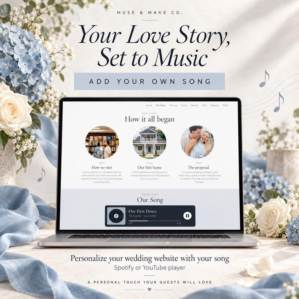 Dusty Blue Wedding Website Template with RSVP