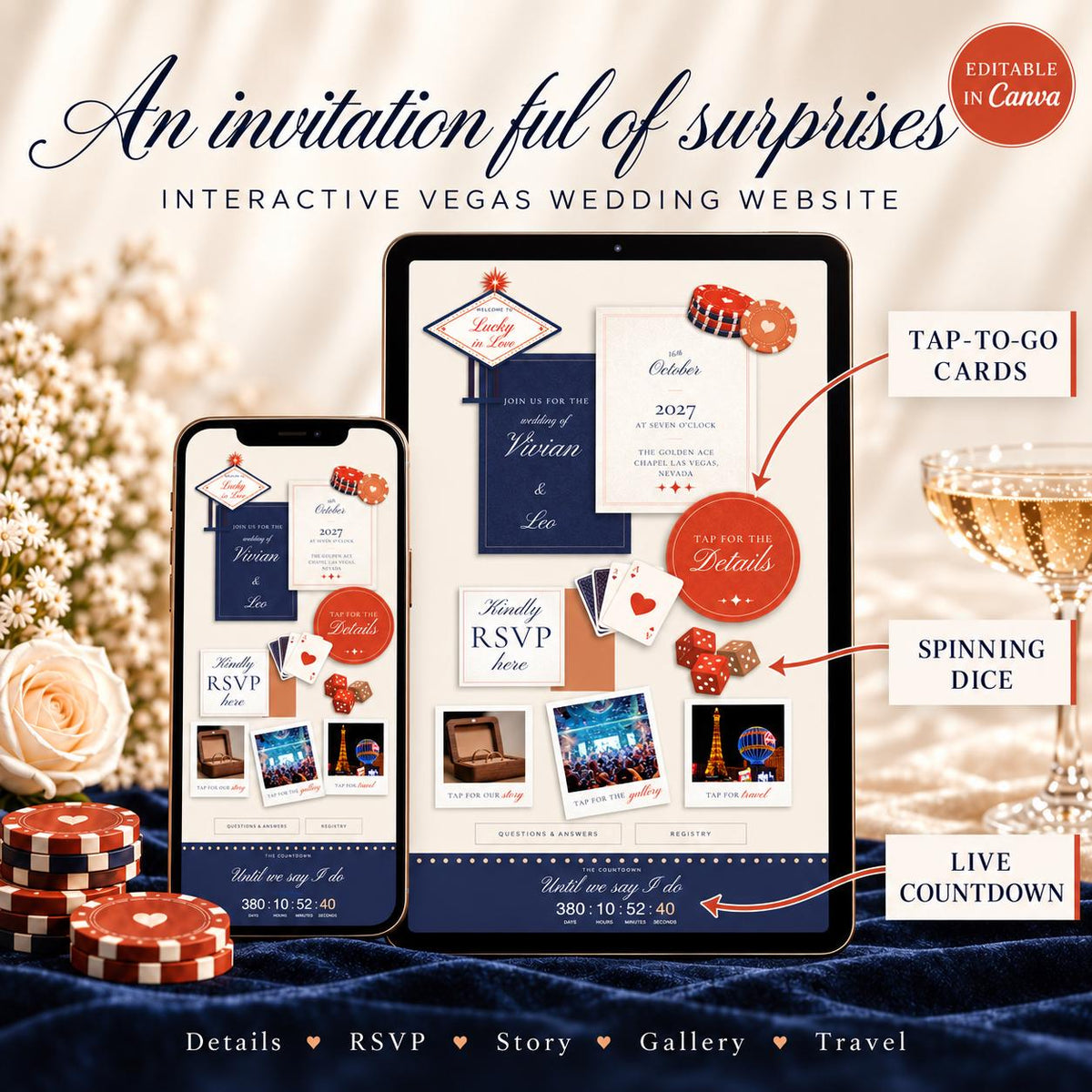Las Vegas Wedding Website Template with RSVP
