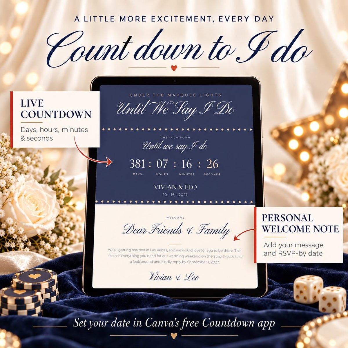 Las Vegas Wedding Website Template with RSVP
