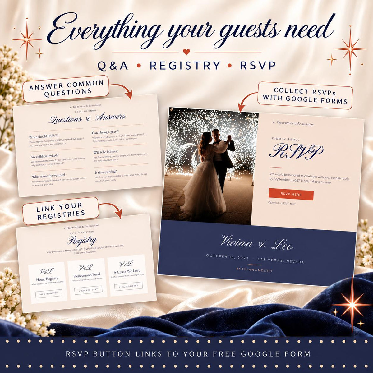 Las Vegas Wedding Website Template with RSVP