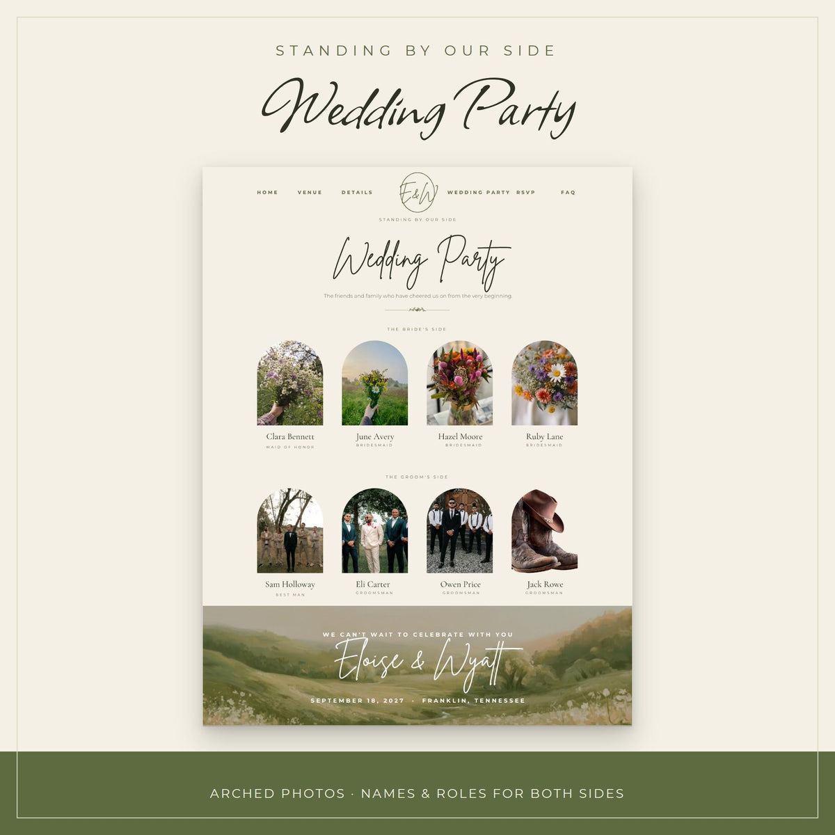 Rustic Wedding Website Template with RSVP