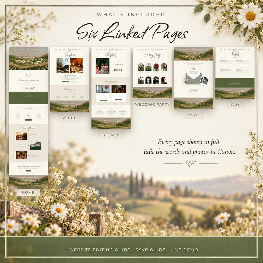Rustic Wedding Website Template with RSVP