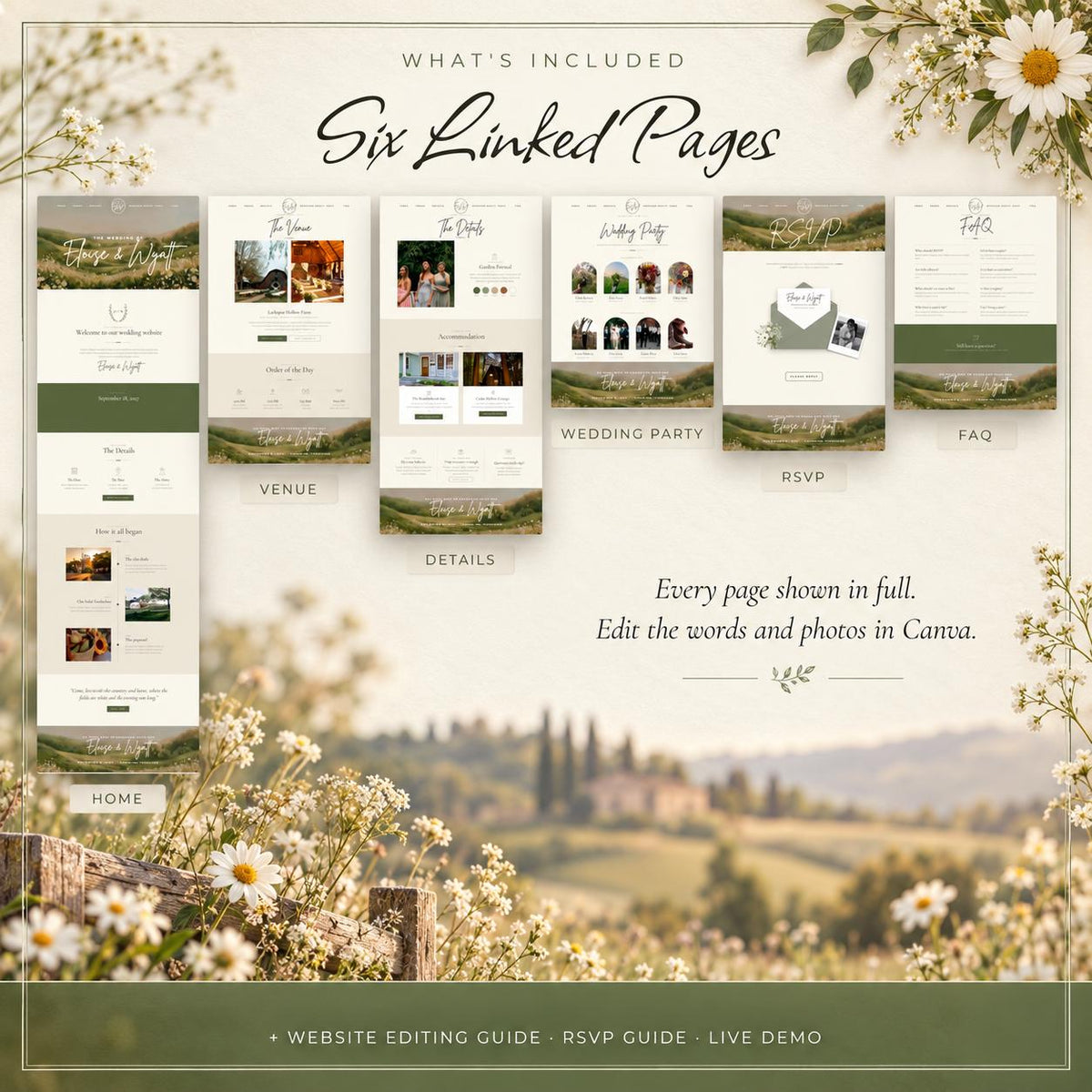 Rustic Wedding Website Template with RSVP