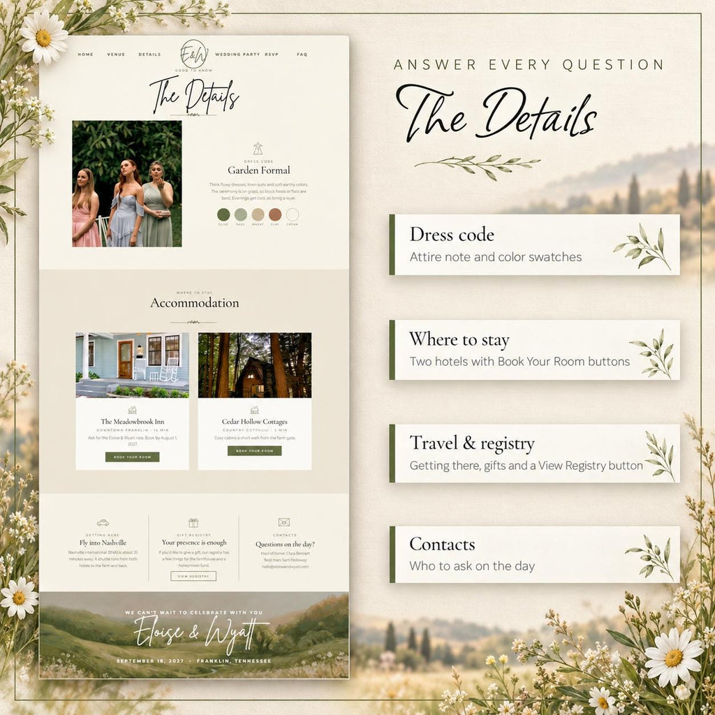 Rustic Wedding Website Template with RSVP