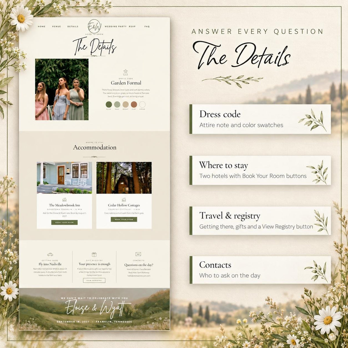 Rustic Wedding Website Template with RSVP