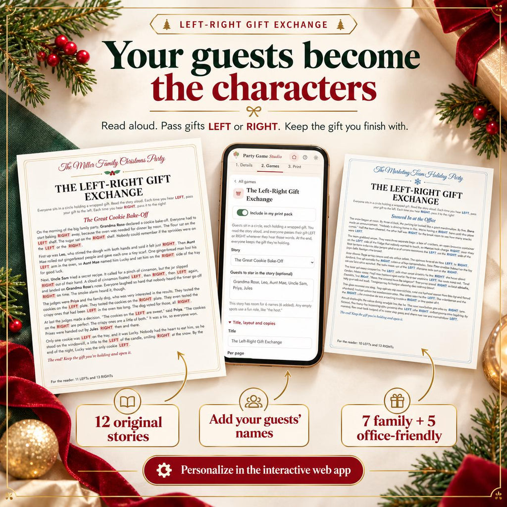 Christmas Party Games, Left Right Gift Exchange Game