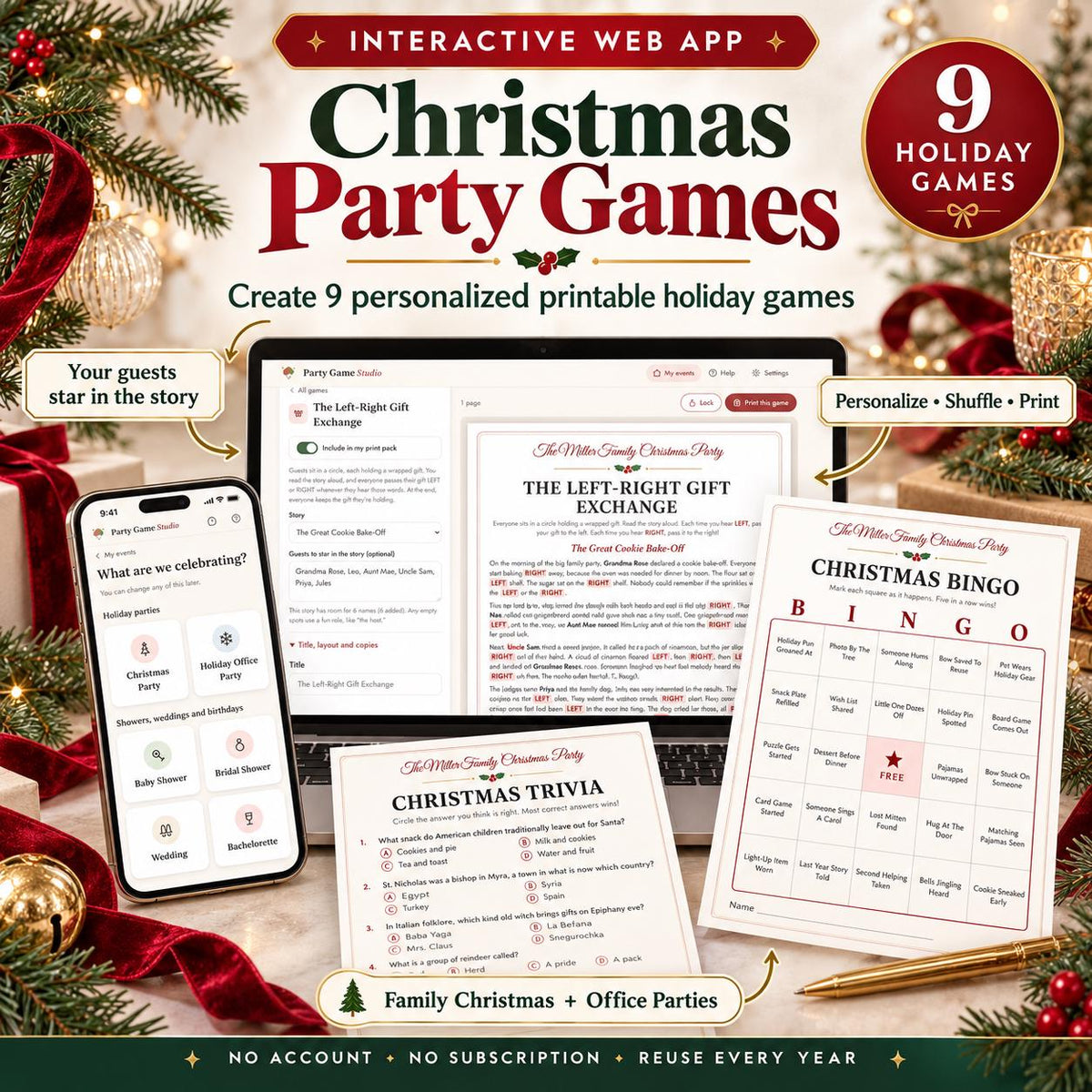 Christmas Party Games, Left Right Gift Exchange Game