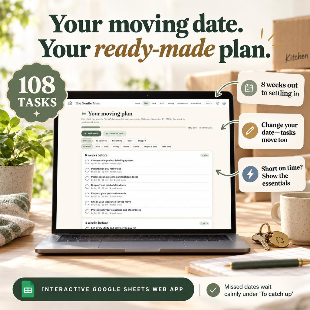 ADHD Moving Planner Google Sheets