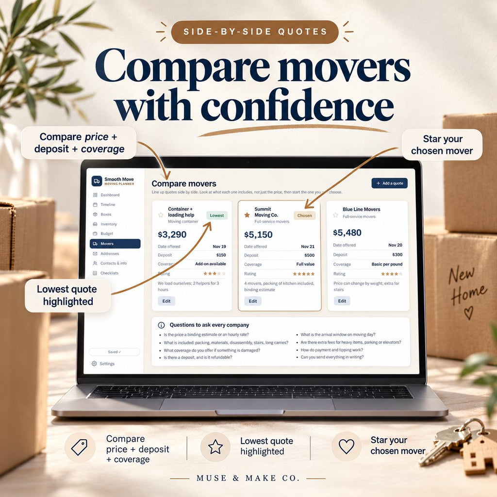Moving Planner Google Sheets