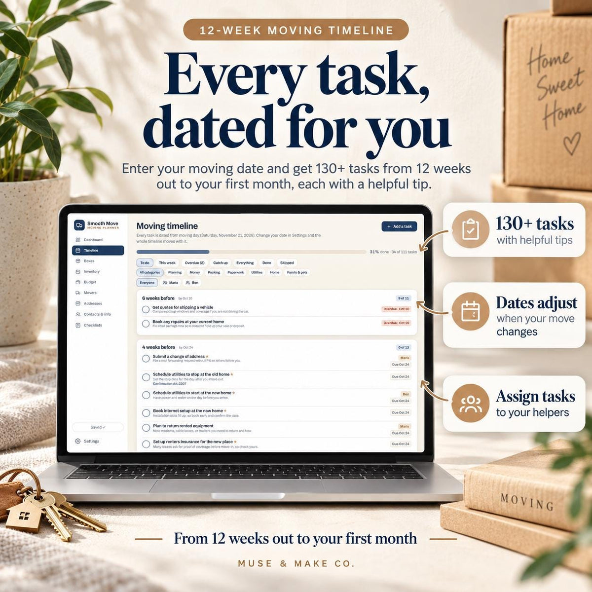Moving Planner Google Sheets