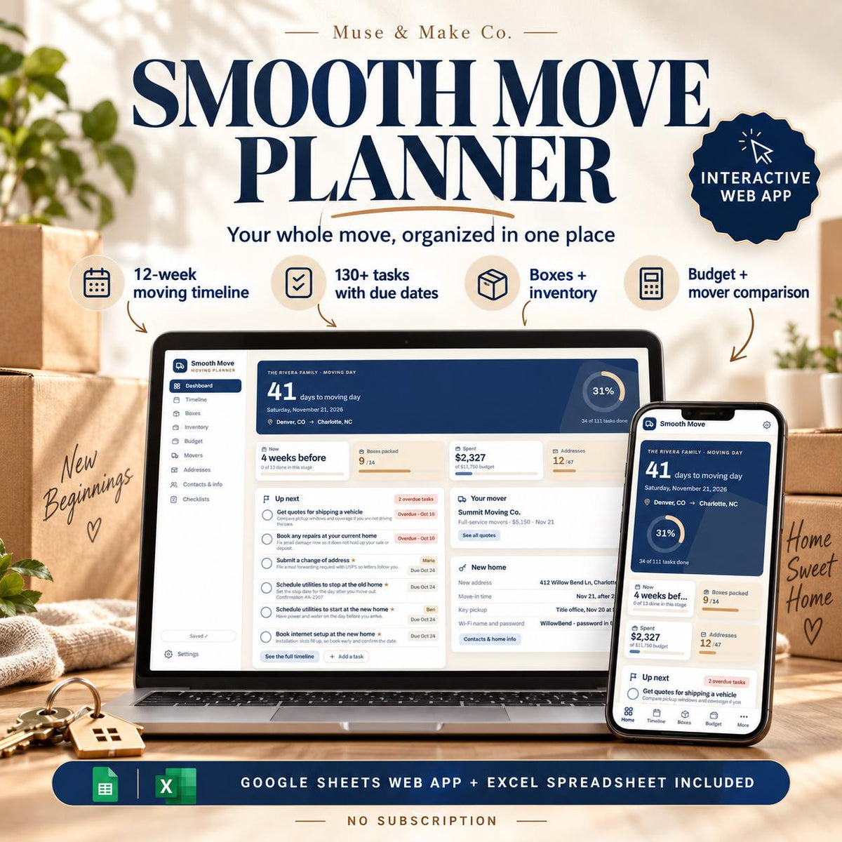 Moving Planner Google Sheets