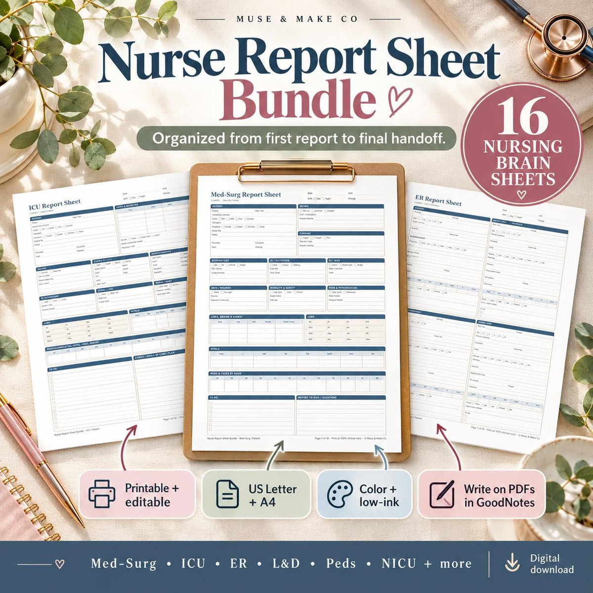 Nurse Report Sheet Bundle