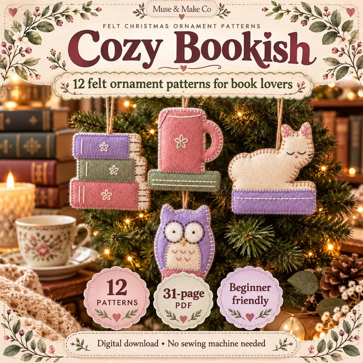Bookish Felt Ornament Patterns