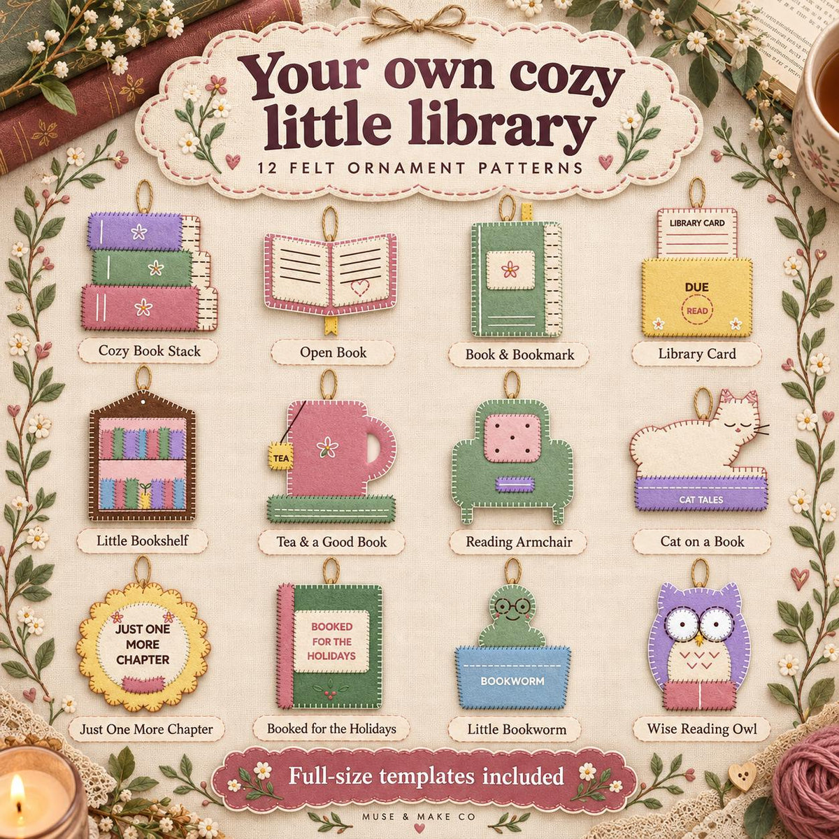 Bookish Felt Ornament Patterns