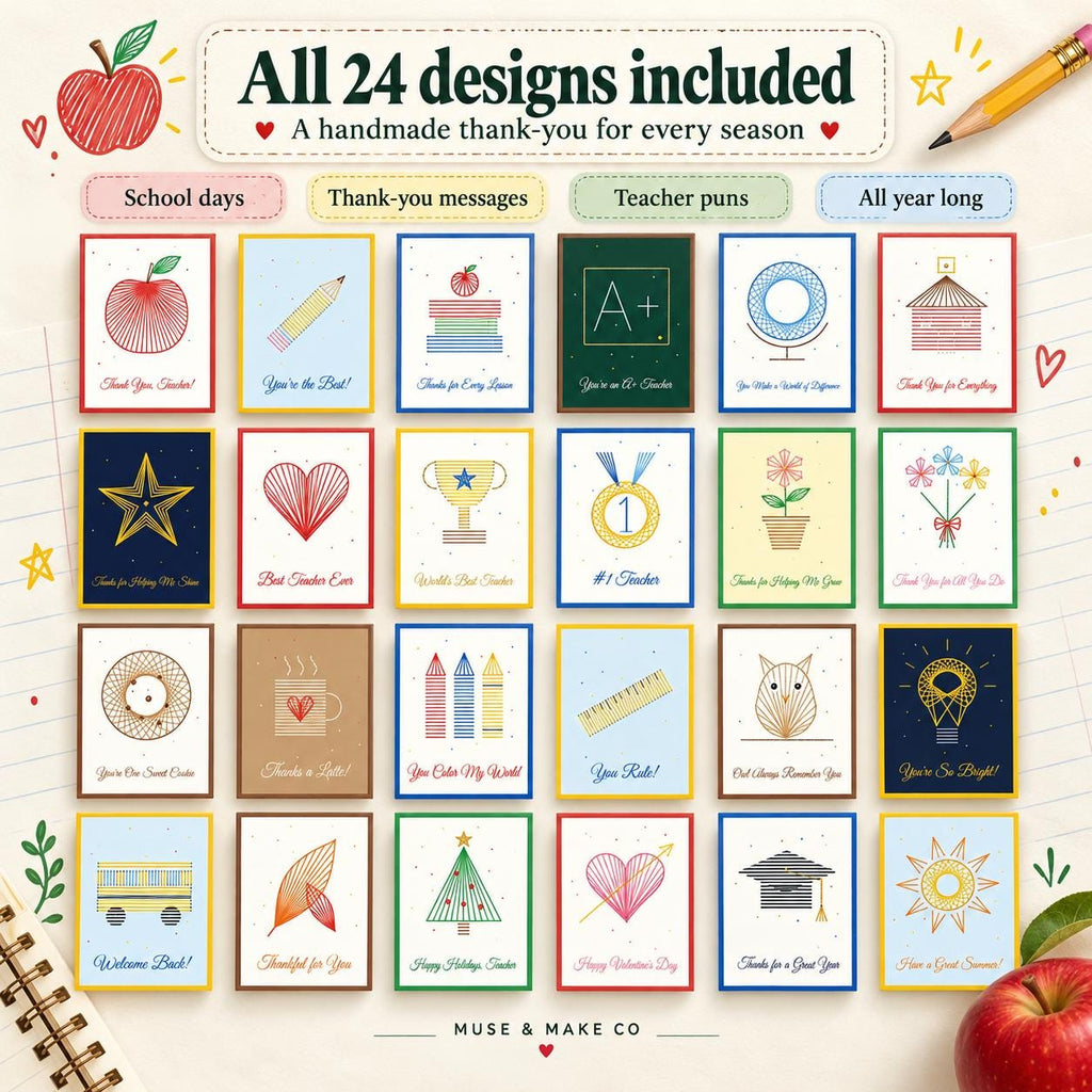 String Art Teacher Appreciation Cards