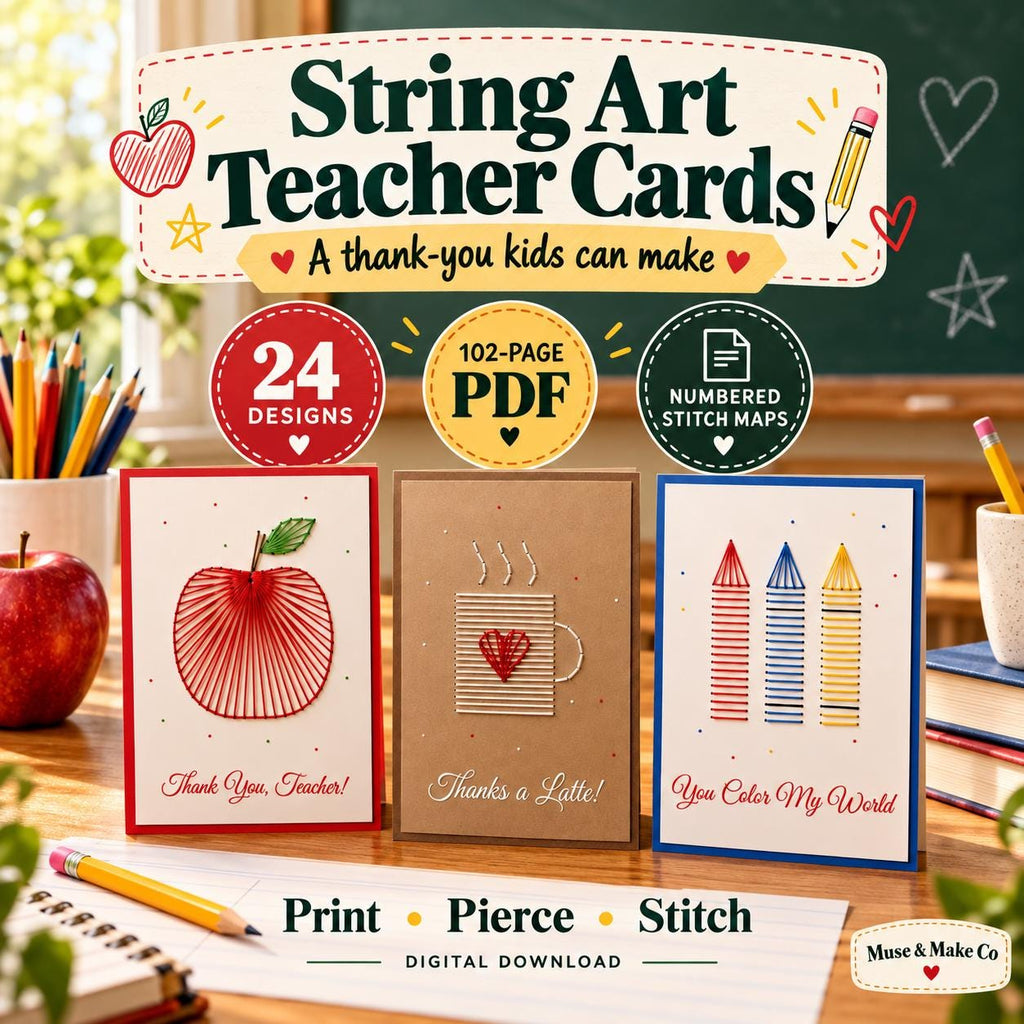 String Art Teacher Appreciation Cards