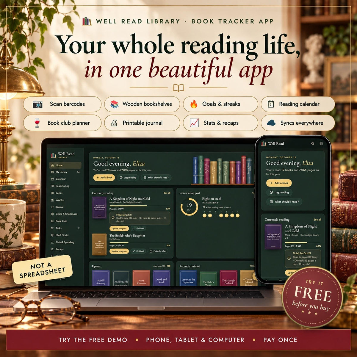 Book Tracker App, Digital Reading Journal