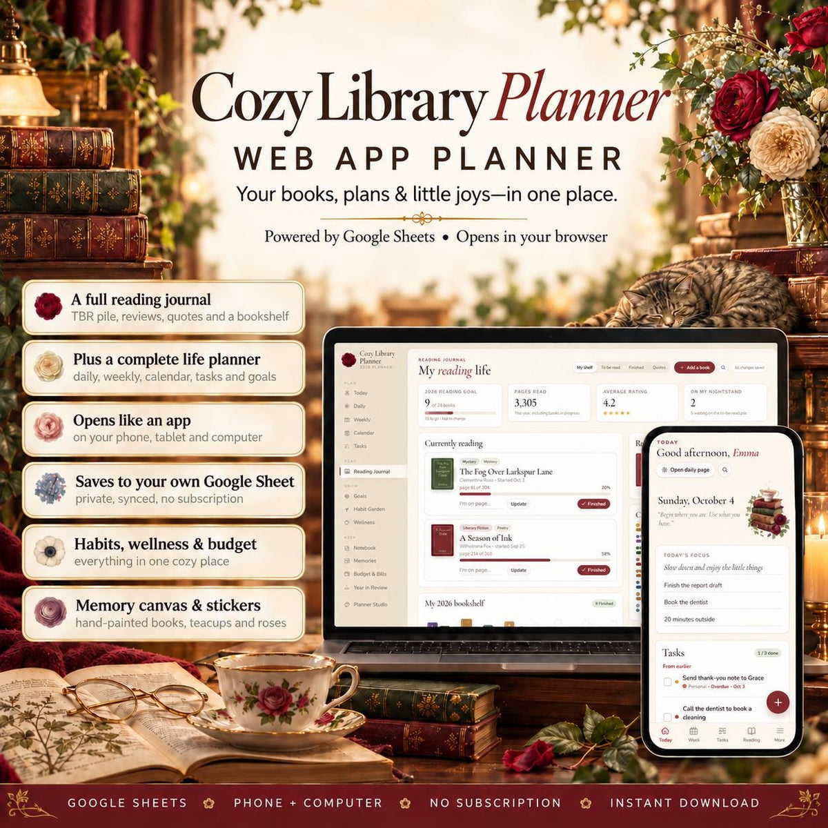 Reading Journal and Digital Planner Web App