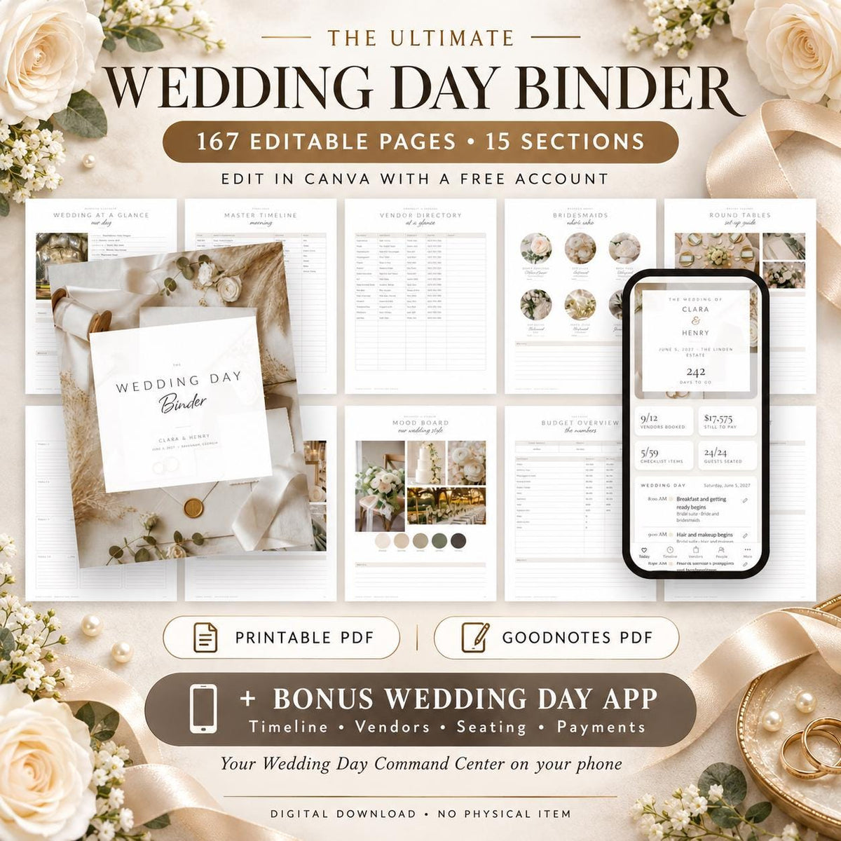 Wedding Day Binder Canva Template