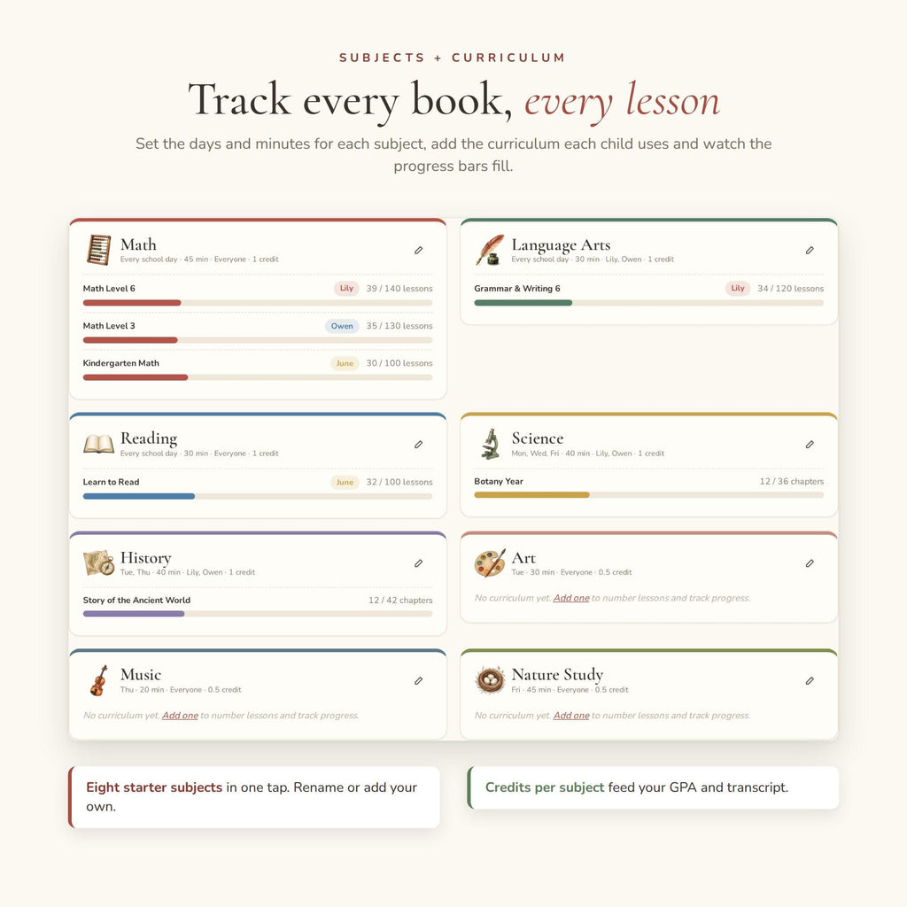 Homeschool Planner Google Sheets Web App