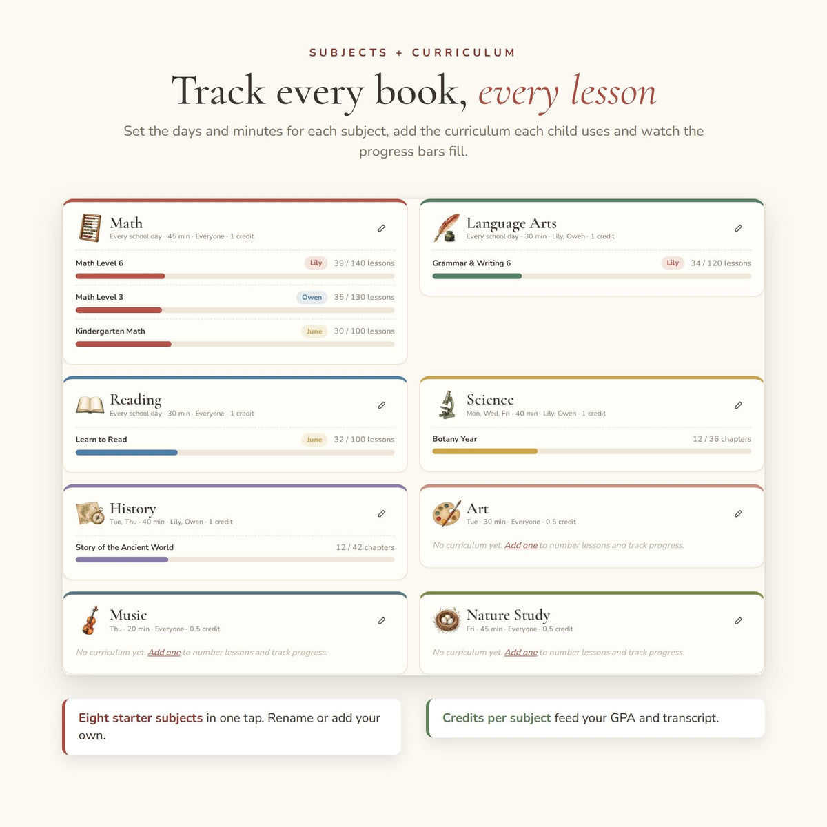 Homeschool Planner Google Sheets Web App