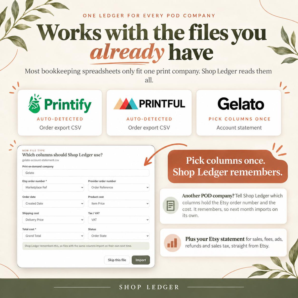 Etsy Seller Bookkeeping Spreadsheet POD