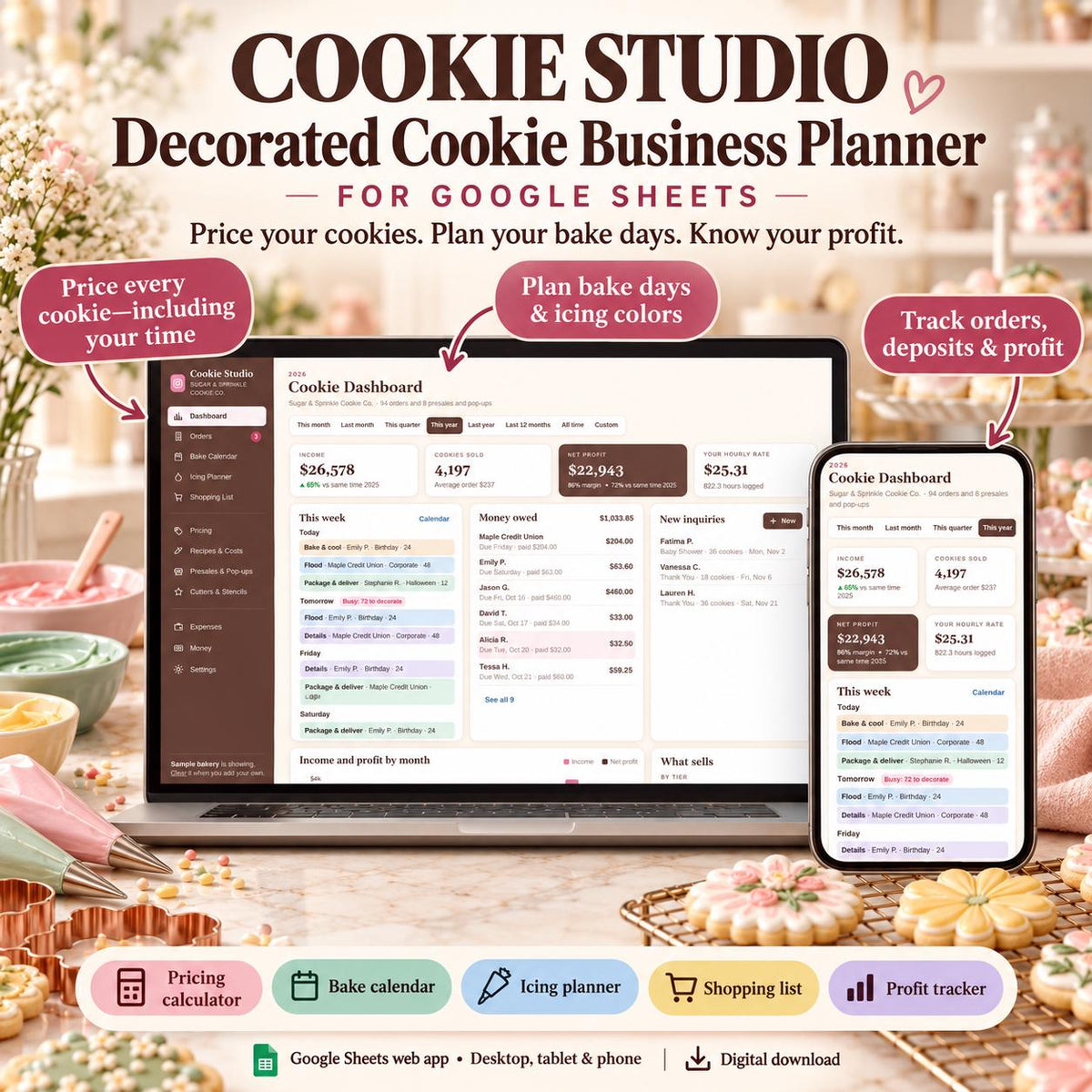 Cookie Business Planner Spreadsheet