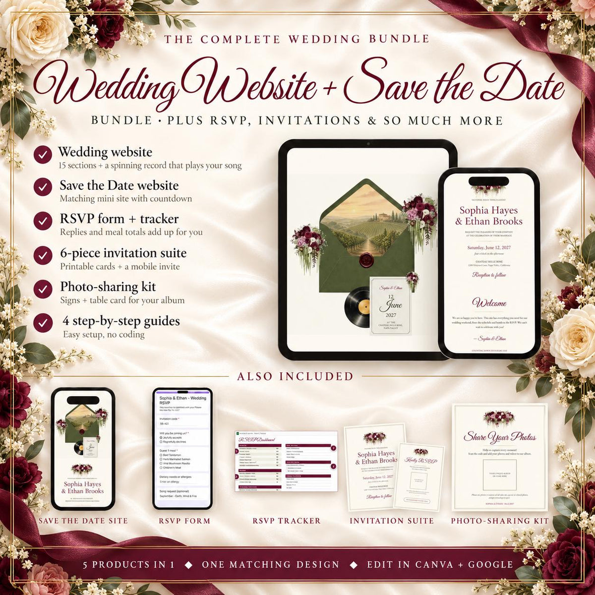 Wedding Website and Save the Date Bundle Canva