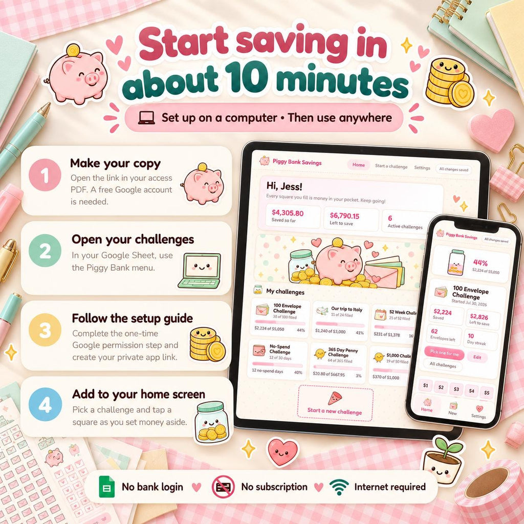 Savings Challenge Tracker Google Sheets Web App