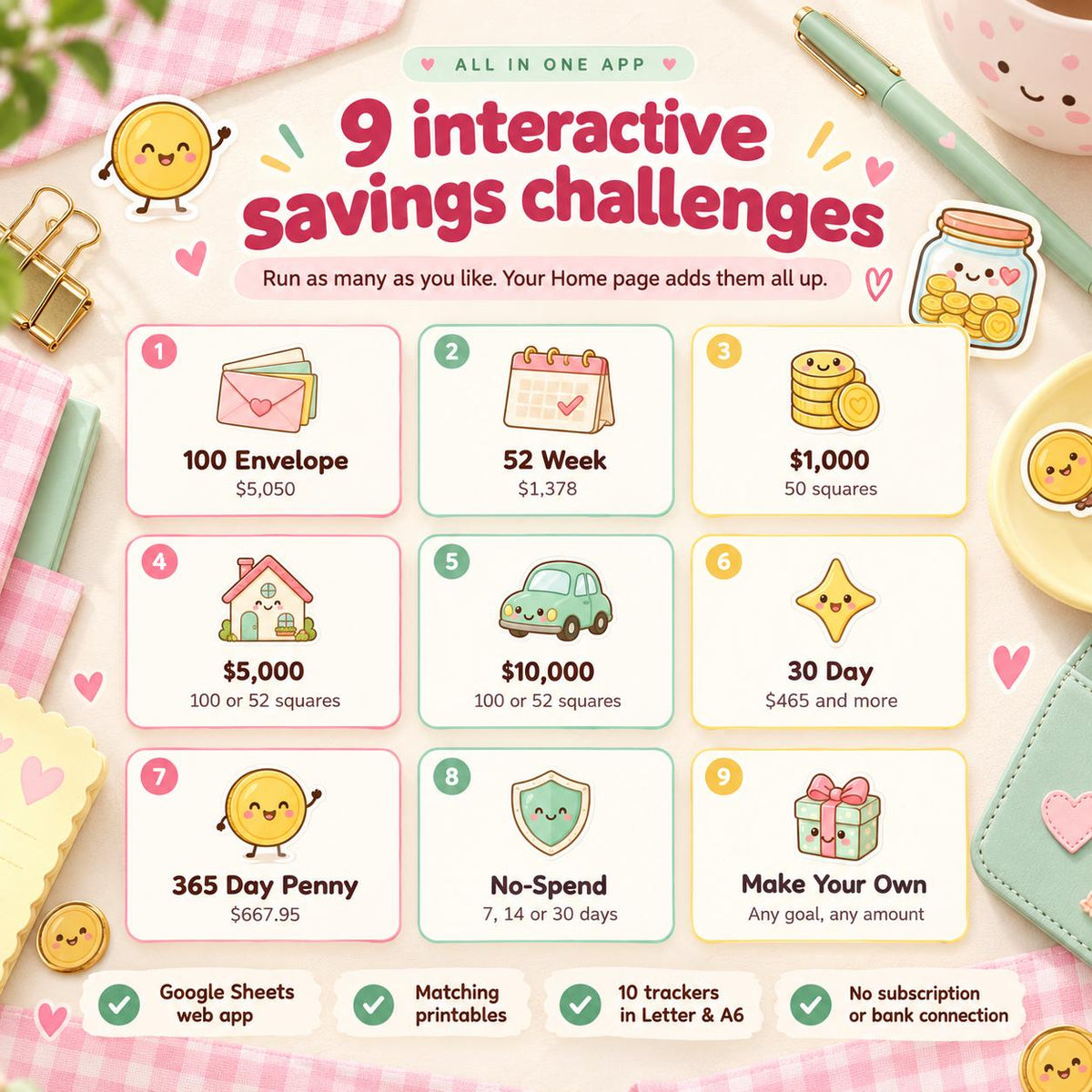 Savings Challenge Tracker Google Sheets Web App