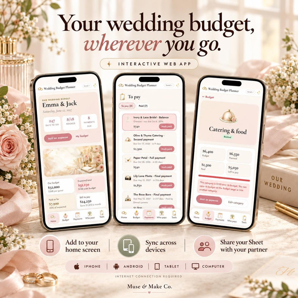Wedding Budget Planner Google Sheets Web App