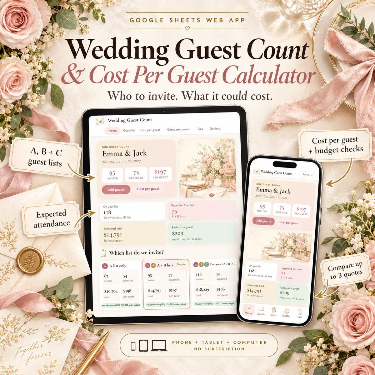 Wedding Guest List Template Google Sheets App