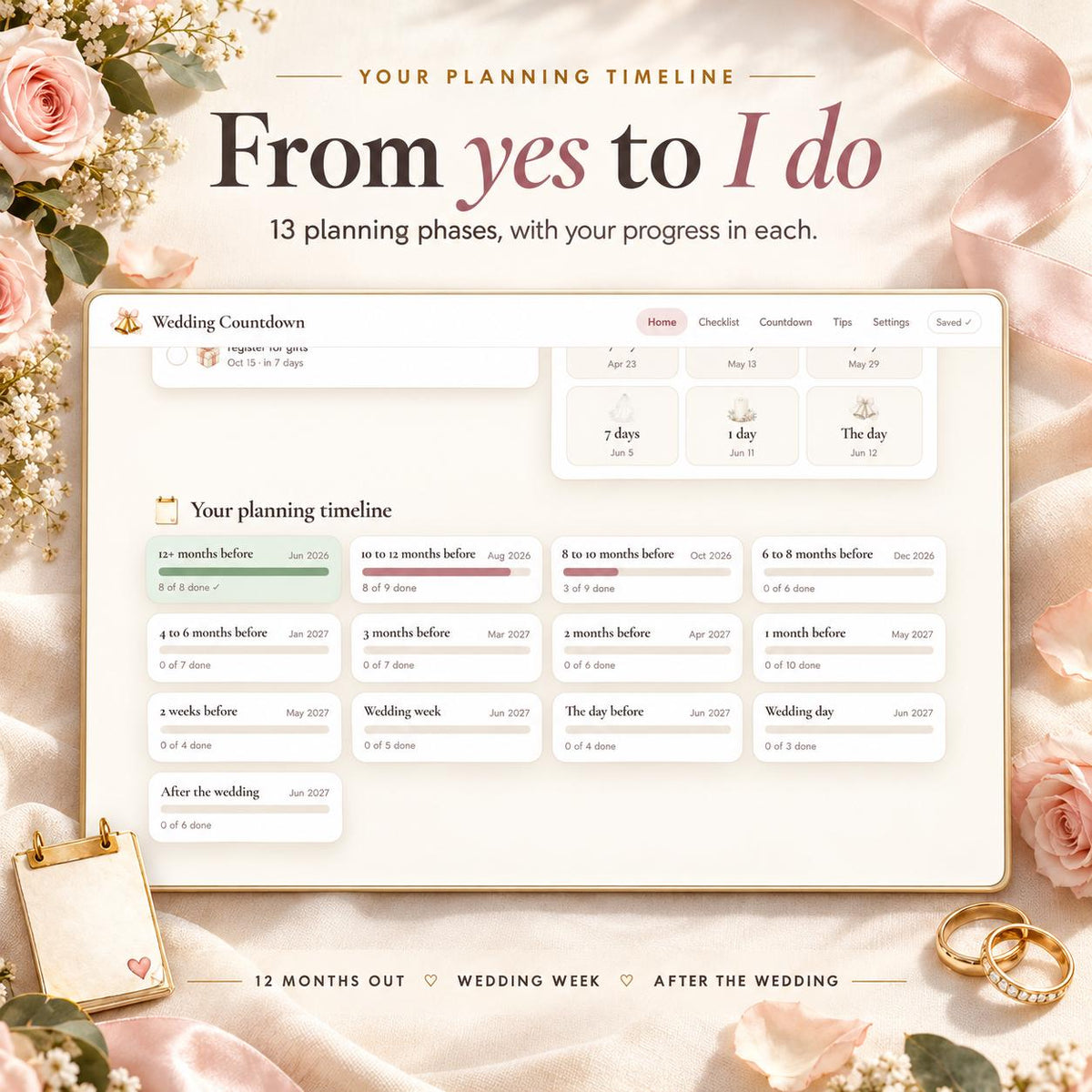 Wedding Checklist Countdown Timer Google Sheets App